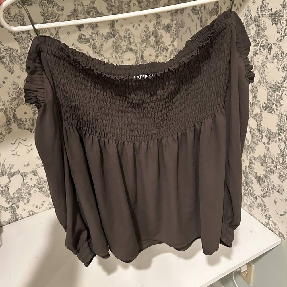 Express off the shoulder attached long sleeve blouse
